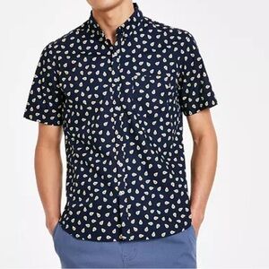Mens Public Art Avocado Button Down Shirt Large Navy Blue Creative Funny Blue